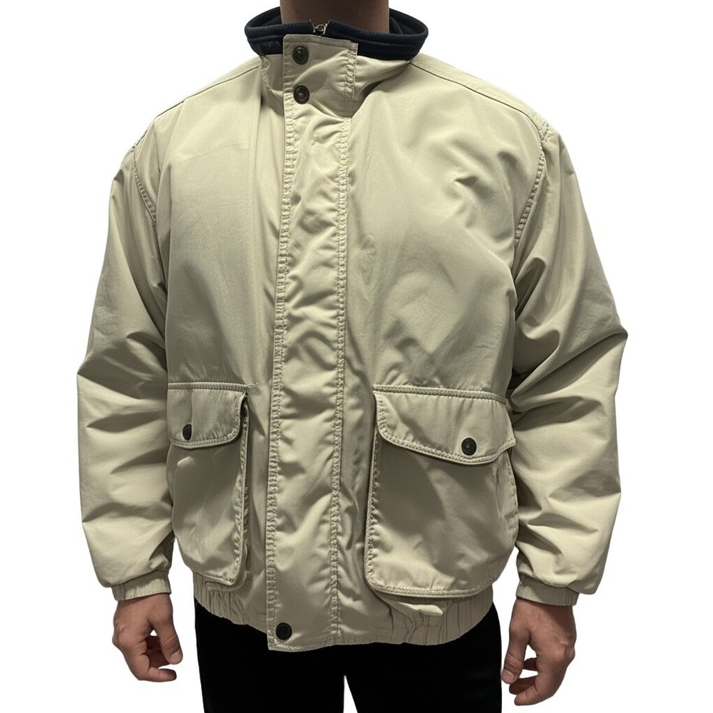 Pacific Trail Jacket Mens XXL Beige Navy Outdoor Fleece Lined Windbreaker